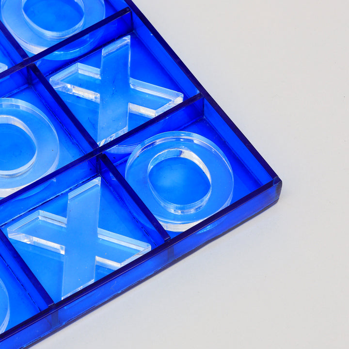 Decorative Acraylic Tik Tac Toe Elegant Blue and Transparent Accent Piece
