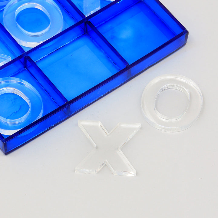 Decorative Acraylic Tik Tac Toe Elegant Blue and Transparent Accent Piece