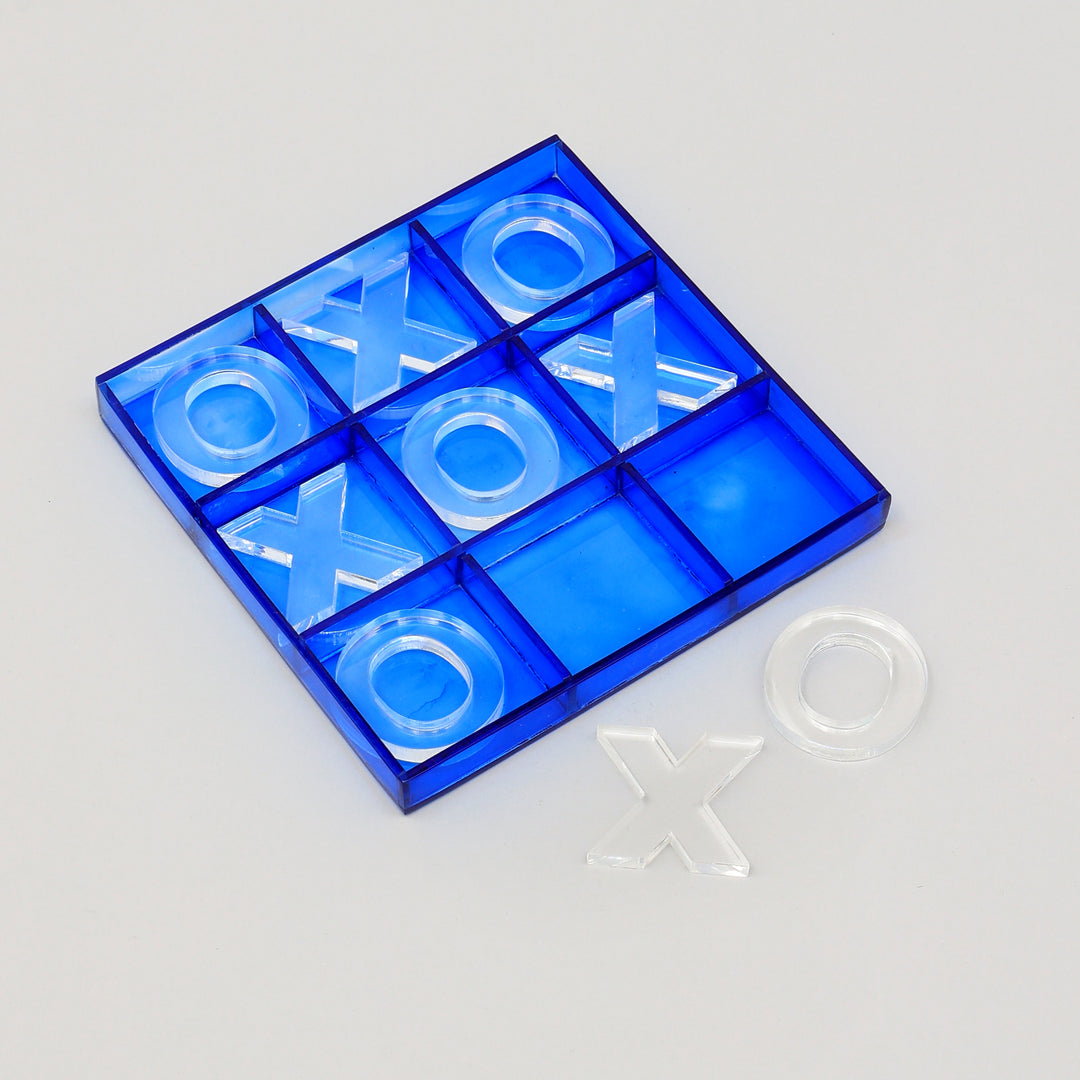Decorative Acraylic Tik Tac Toe Elegant Blue and Transparent Accent Piece