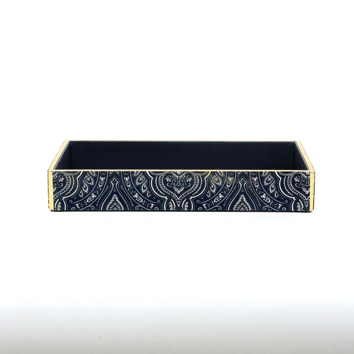 Expobazaar Black Printed PU Leather Serving Tray