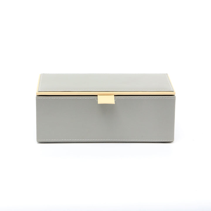 Expobazaar Light Grey Storage Box with Gold Mirror Detail Modern Organiser