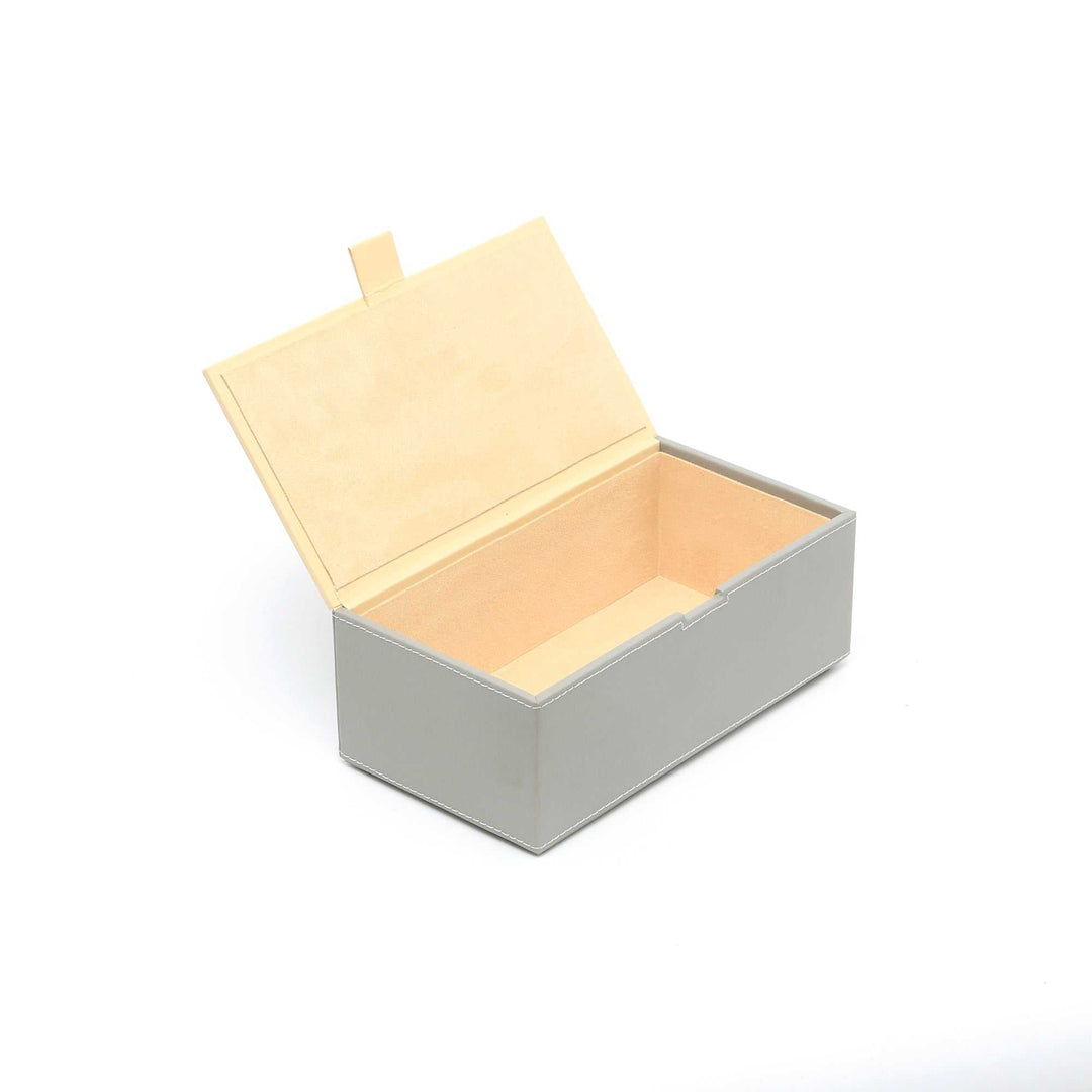 Light Grey Storage Box with Gold Mirror Detail Modern Organizer