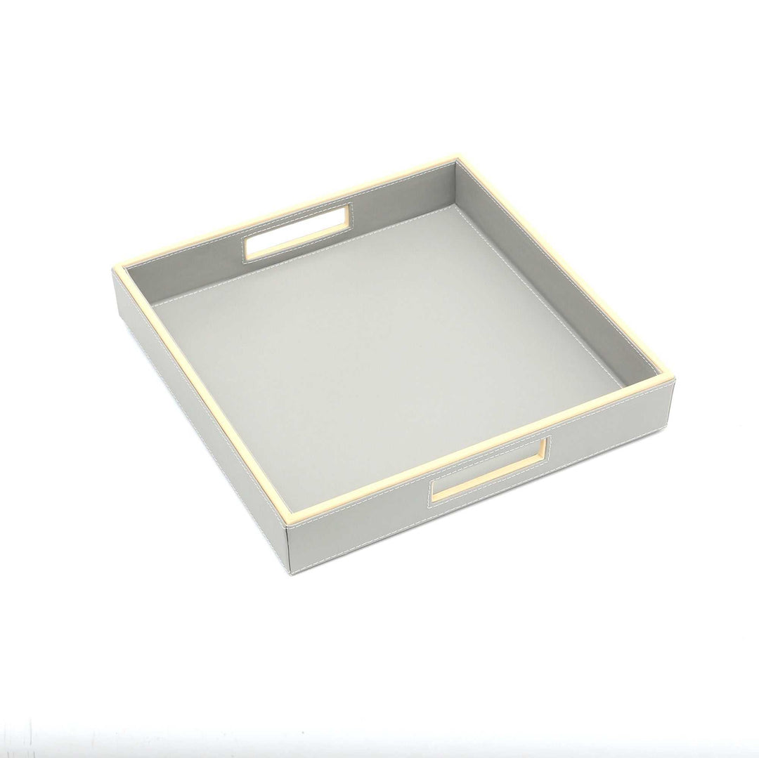 Square Grey Tray with Convenient Built-In Grips for Easy Handling