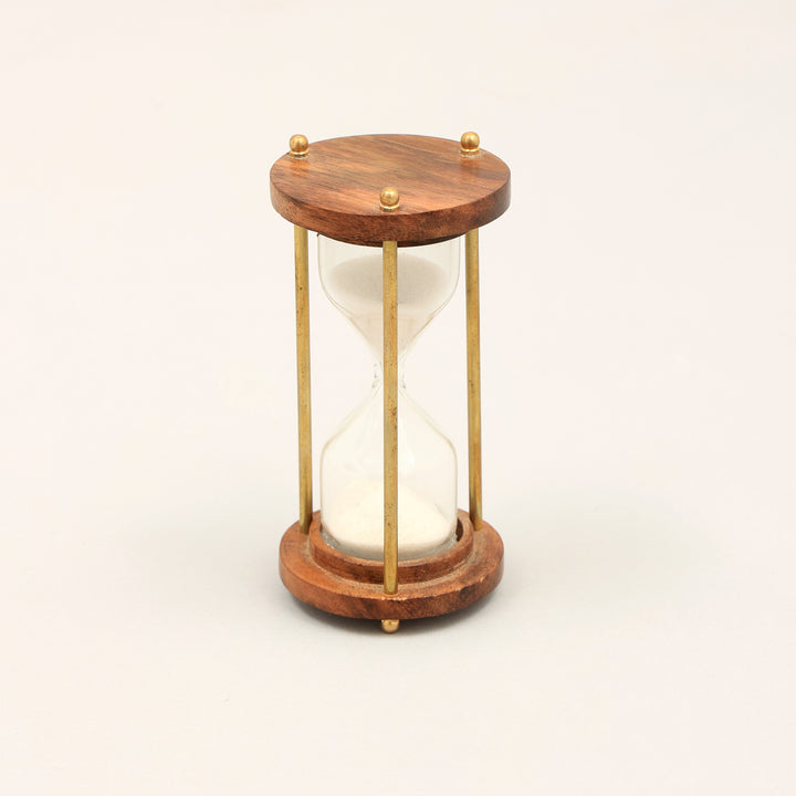 Decorative Wooden and Glass Sand Timer Elegant BROWN Accent Piece