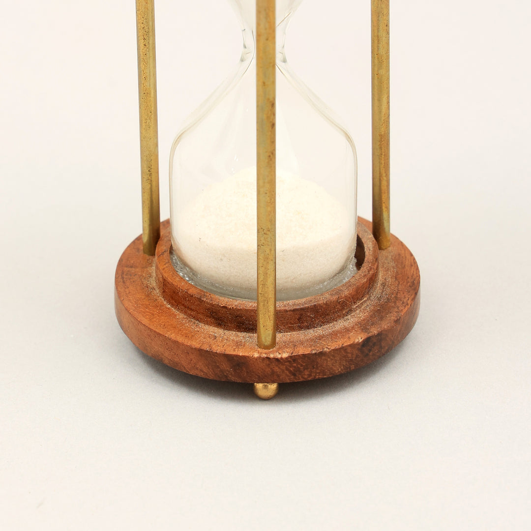 Decorative Wooden and Glass Sand Timer Elegant BROWN Accent Piece