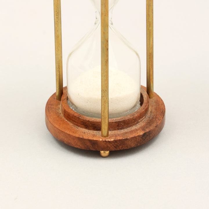 Decorative Wooden and Glass Sand Timer Elegant BROWN Accent Piece