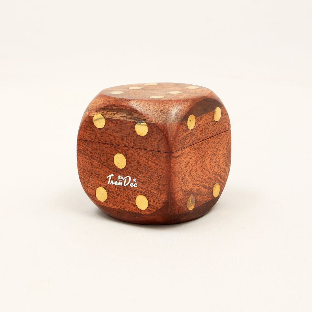 Decorative Wooden Dice Elegant BROWN Accent Piece