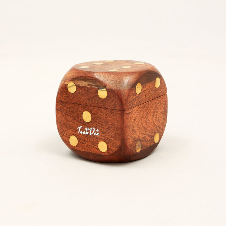 Decorative Wooden Dice Elegant BROWN Accent Piece