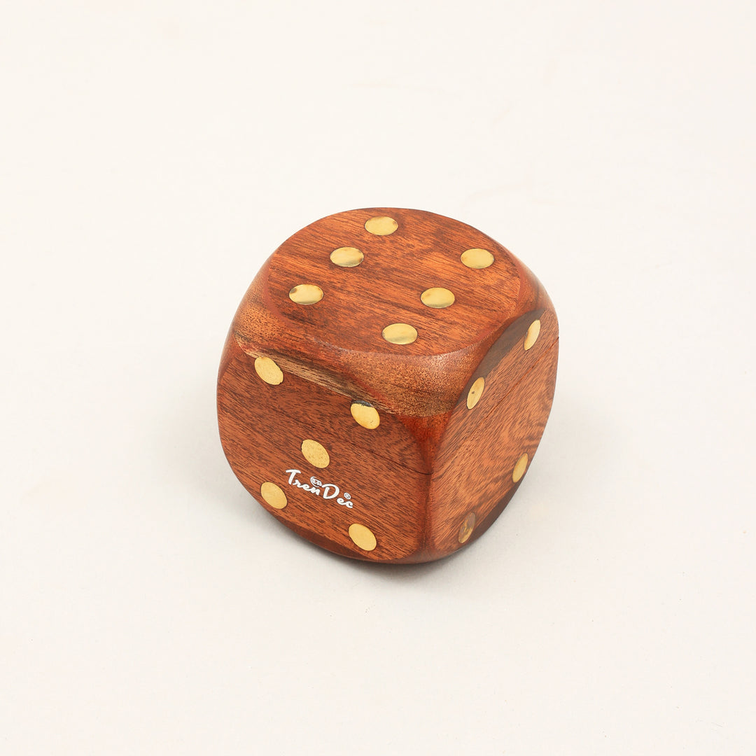 Decorative Wooden Dice Elegant BROWN Accent Piece