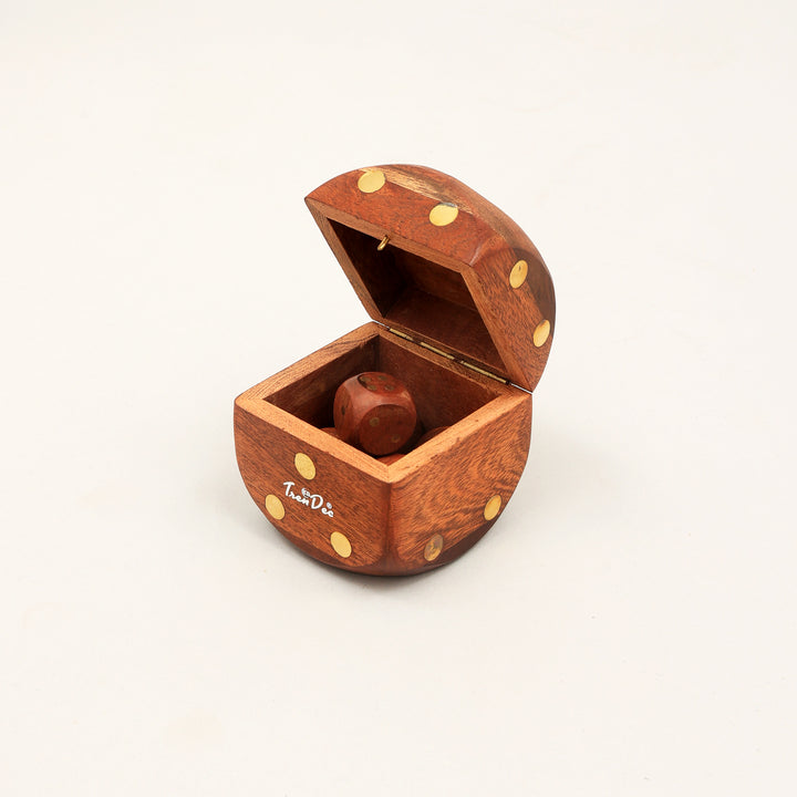 Decorative Wooden Dice Elegant BROWN Accent Piece