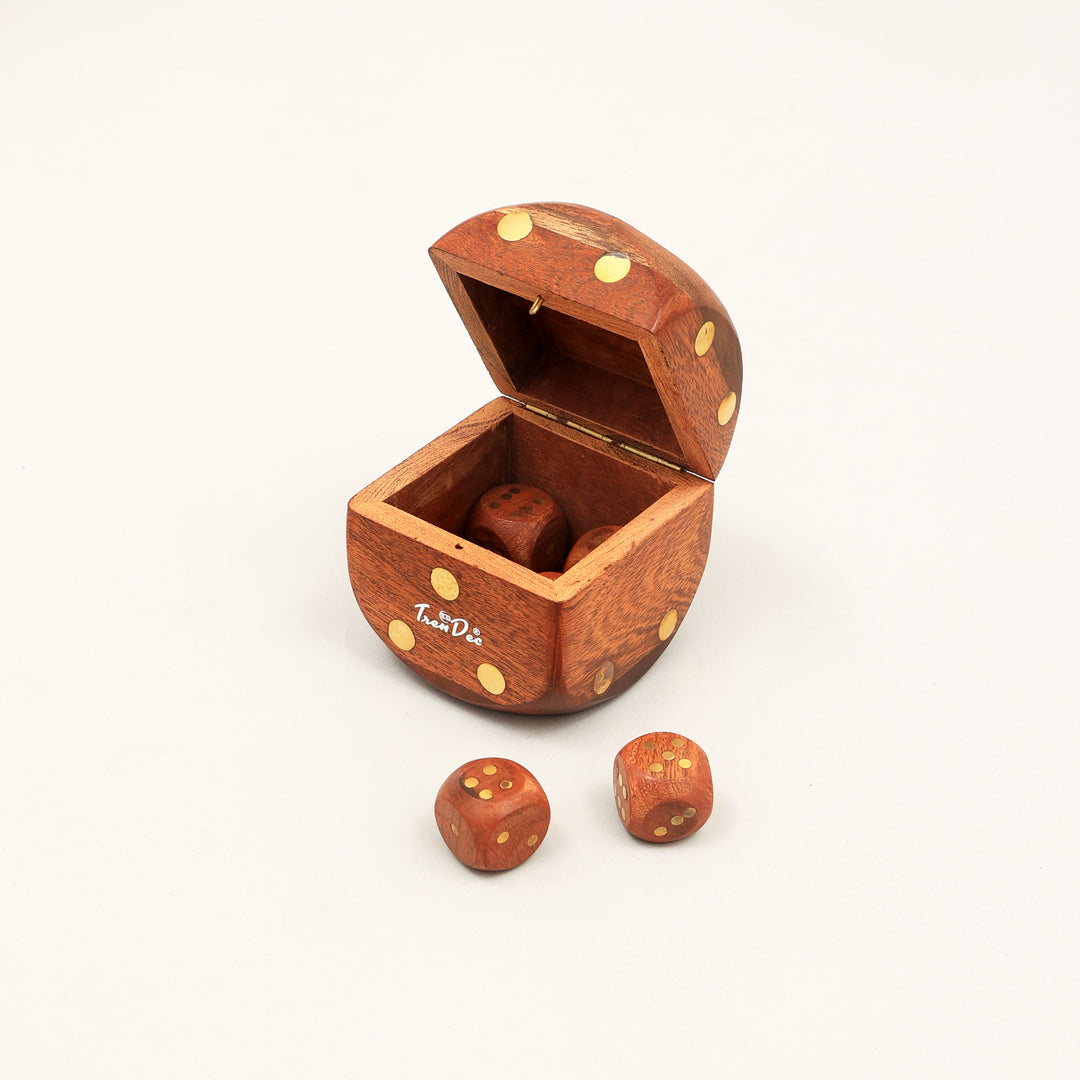 Decorative Wooden Dice Elegant BROWN Accent Piece