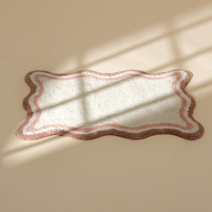 Pink Scalloped Border Cotton Bath Mat