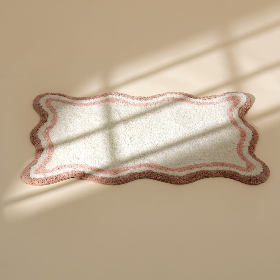 Pink Scalloped Border Cotton Bath Mat