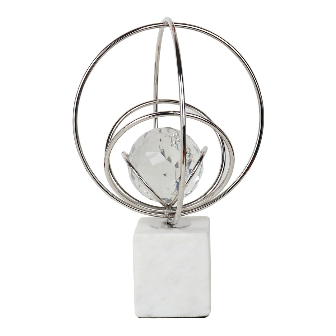 Expobazaar Elysian Silver Rings Crystal Ball Sculpture