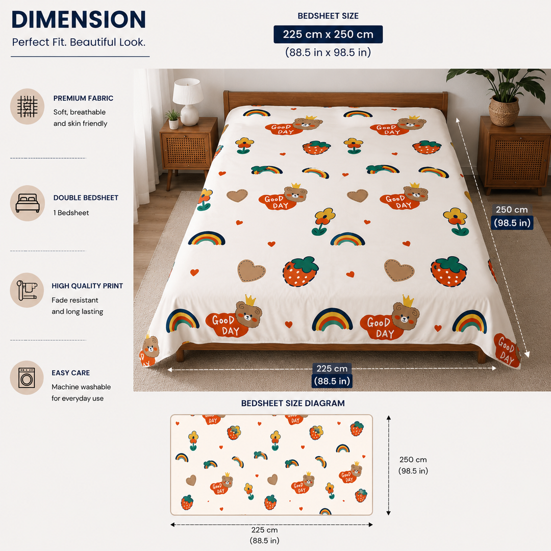 Kids Playful Rainbow Print Bedsheet