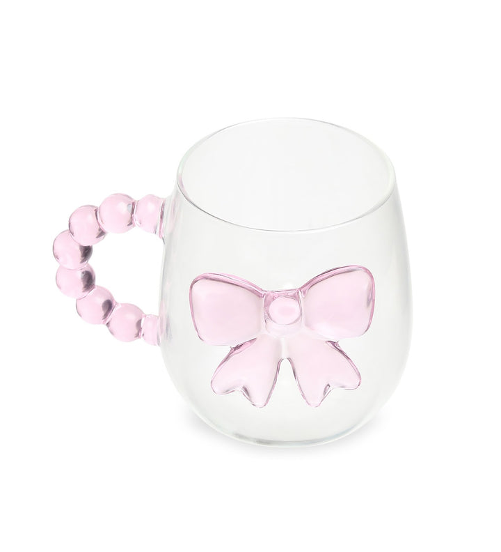 Pearlie Bow Clear Glass Mug with Pearl Handle view 5