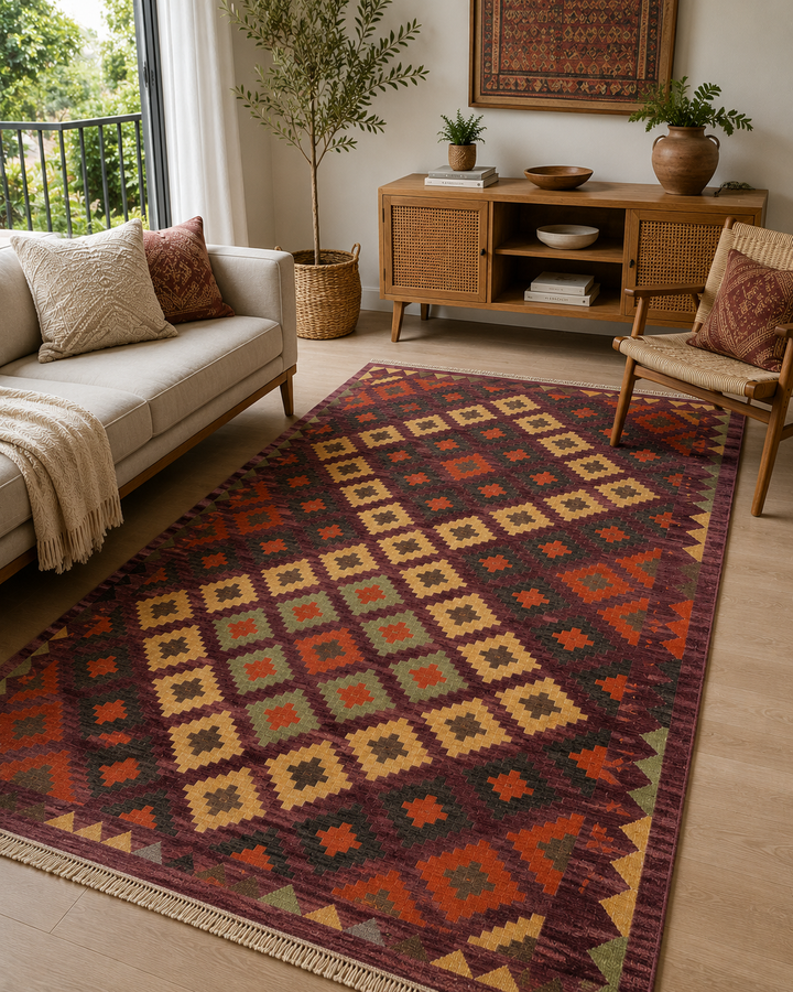 Multicolour Stripe Handwoven Wool Kilim Rug
