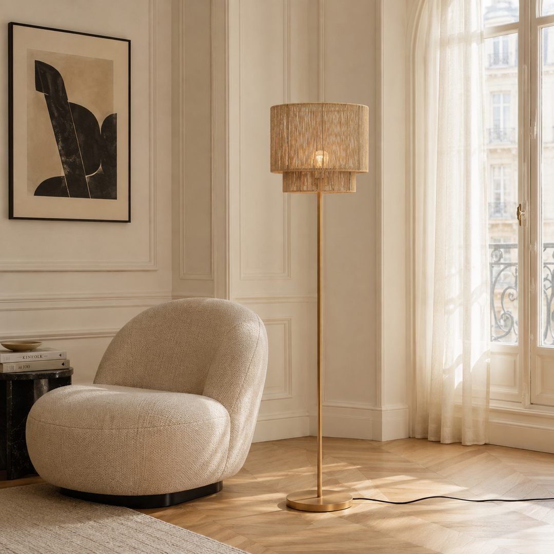 Rope & Iron Floor Lamp for Living Room