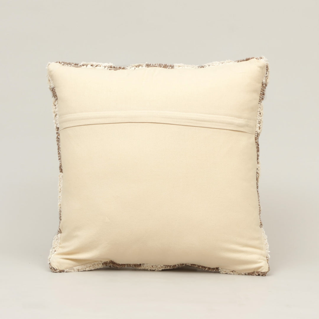Atlas Chevron Cotton Cushion in beige and brown