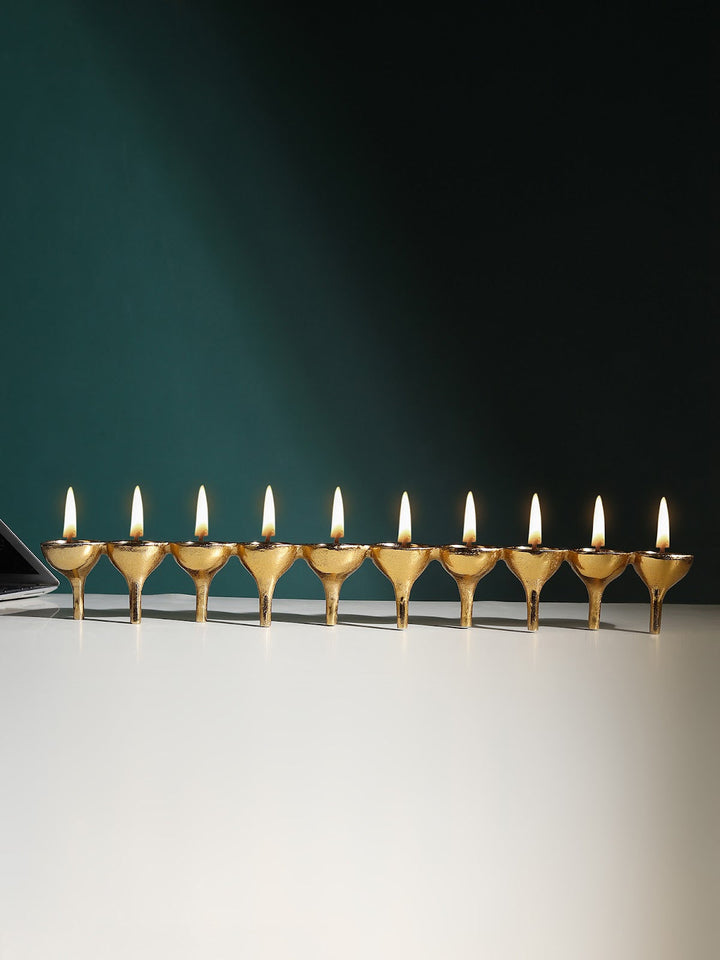 Expobazaar Rivera Candle & T-Light holder Large Gold