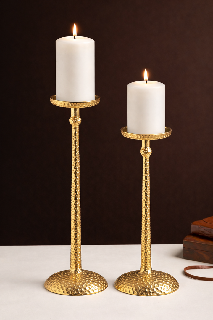 Expobazaar Harrington set of 2 gold candle holders