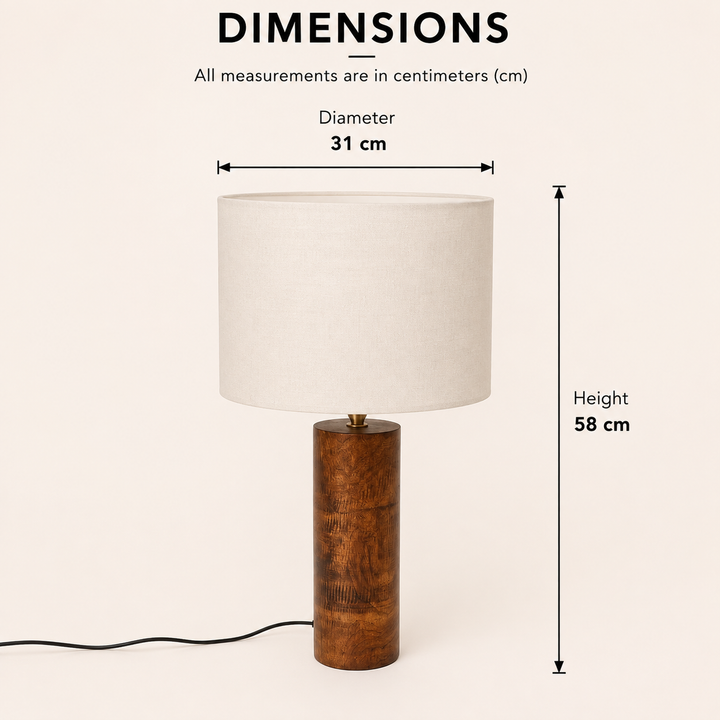 Wooden Table Lamp for Living Room & Bedroom view 1