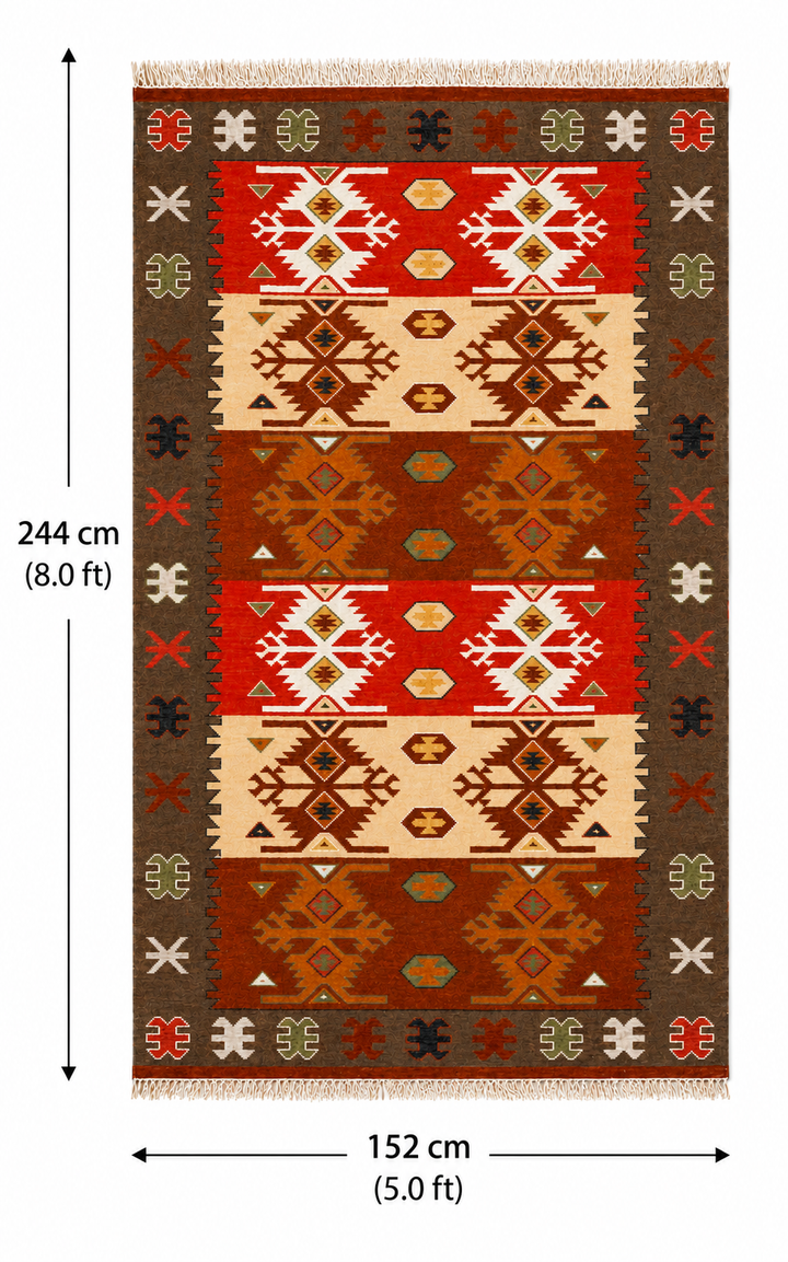 Vintage Muted Handwoven Wool Kilim Rug