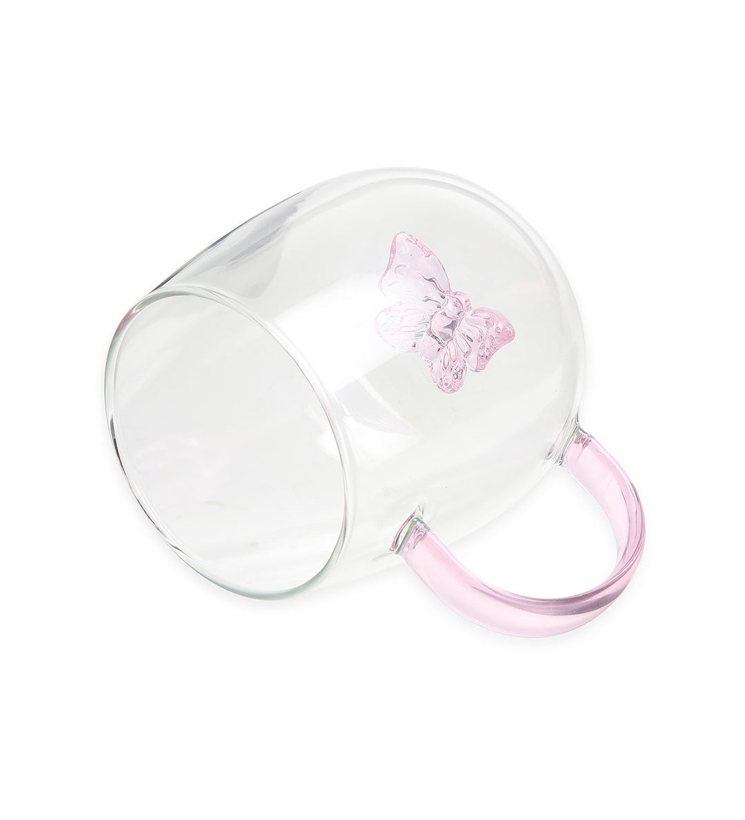 Titli Lyla Butterfly Glass Mug with Pink Handle view 5