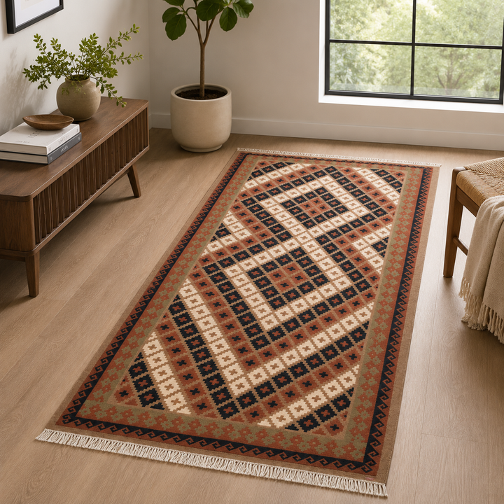 Ivory Natural Handwoven Wool Kilim Rug
