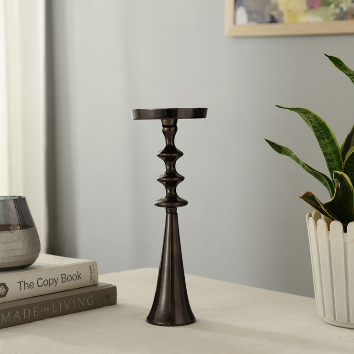 Expobazaar Altar Flame Black Silver Candle Holder