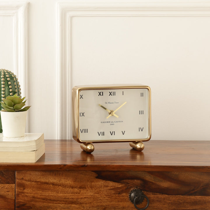 Expobazaar Mullins Gold Aluminium Table clock