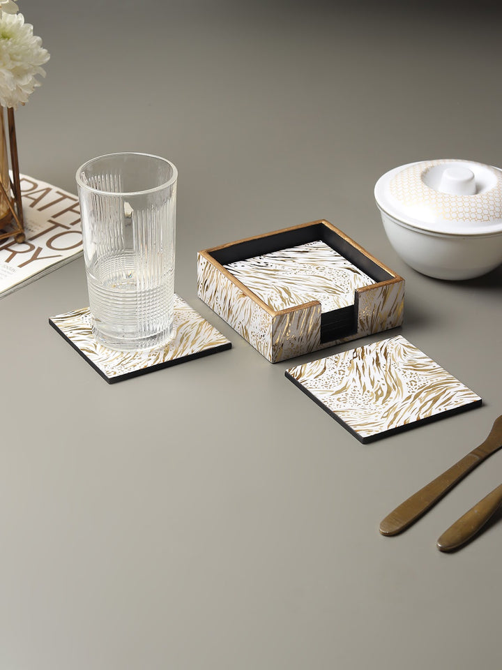 Expobazaar Zivra Gold Coaster Set of 6