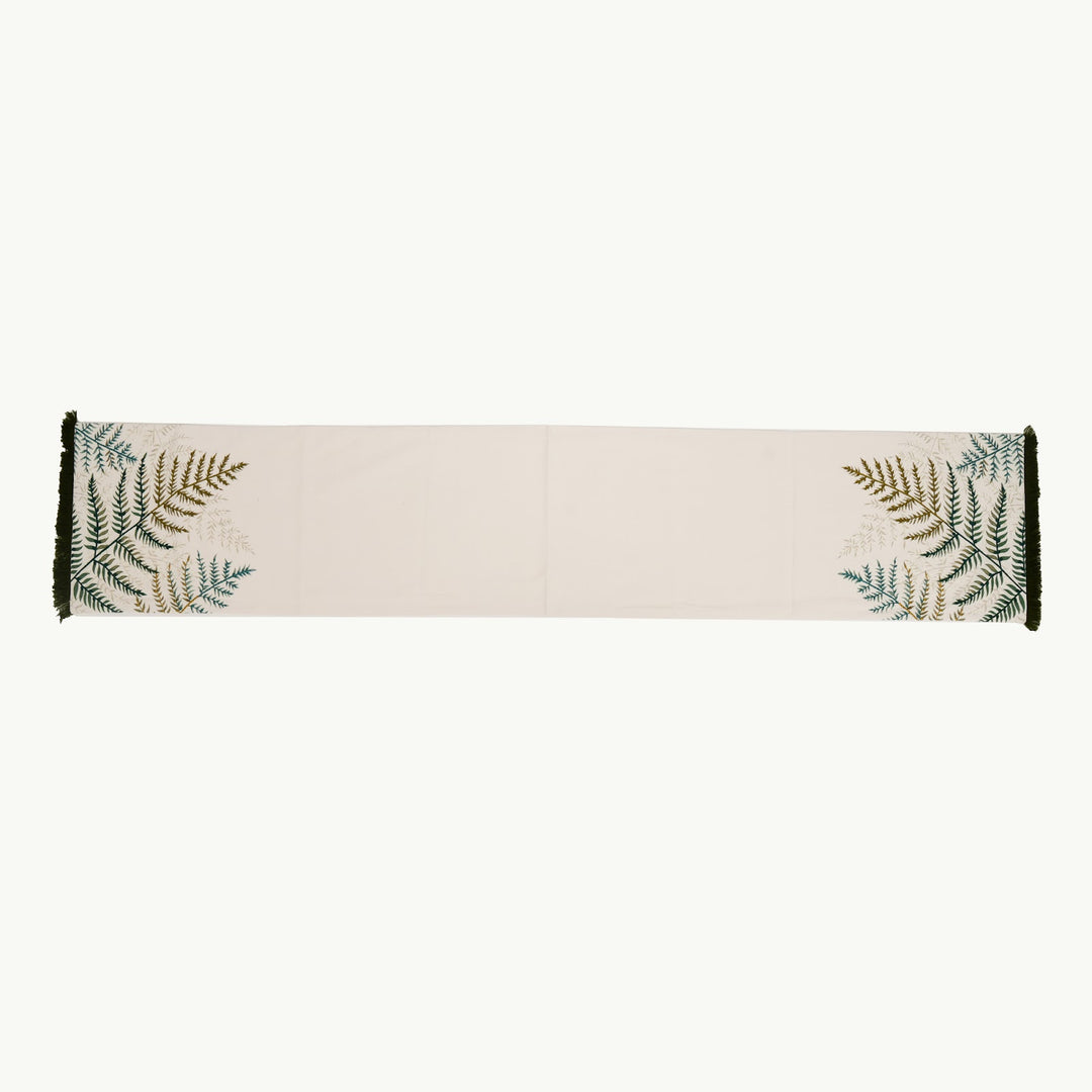 Fern Embroidered Cotton Slub Table Runner, View 3