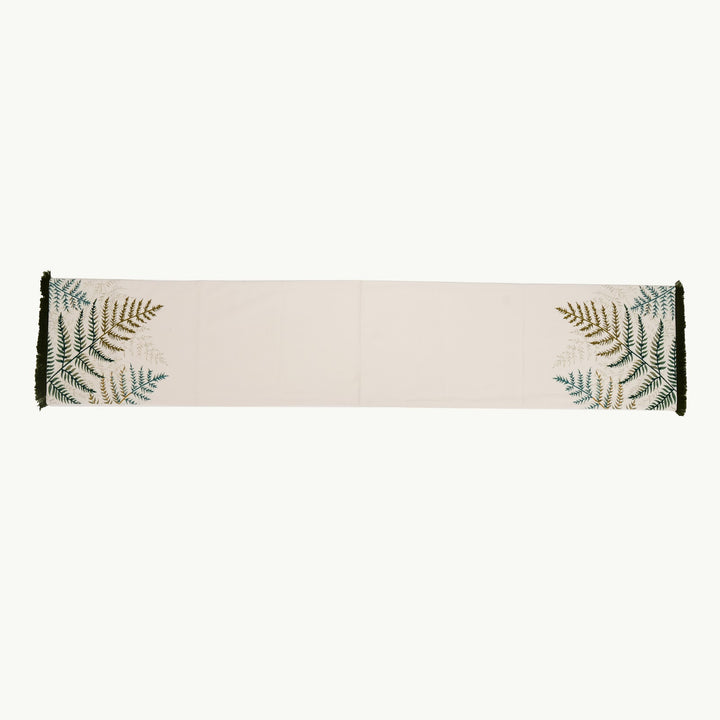 Fern Embroidered Cotton Slub Table Runner, View 3