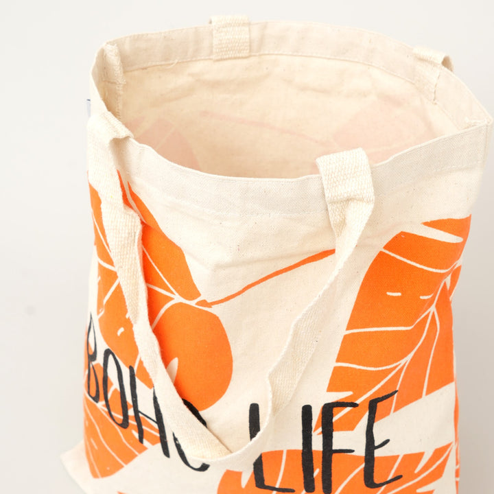 Boho Leaf Print Canvas Tote Bag, View 4