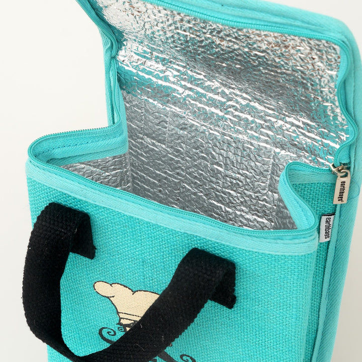 Insulated Jute Lunch Bag, Chef Print, View 4