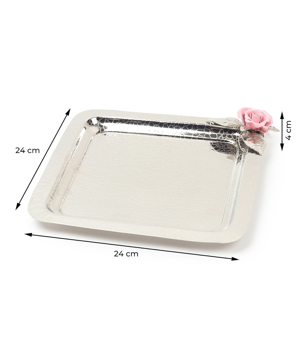 Petal Eclat Square Stainless Steel Serving Tray Pink view 3