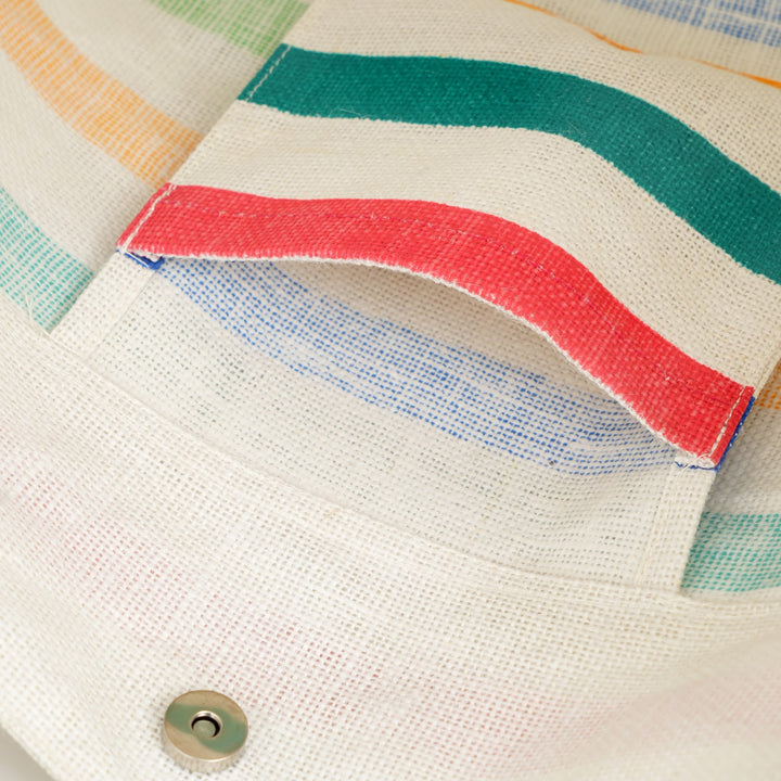 Multicolour Striped Jute Carry Bag, View 5