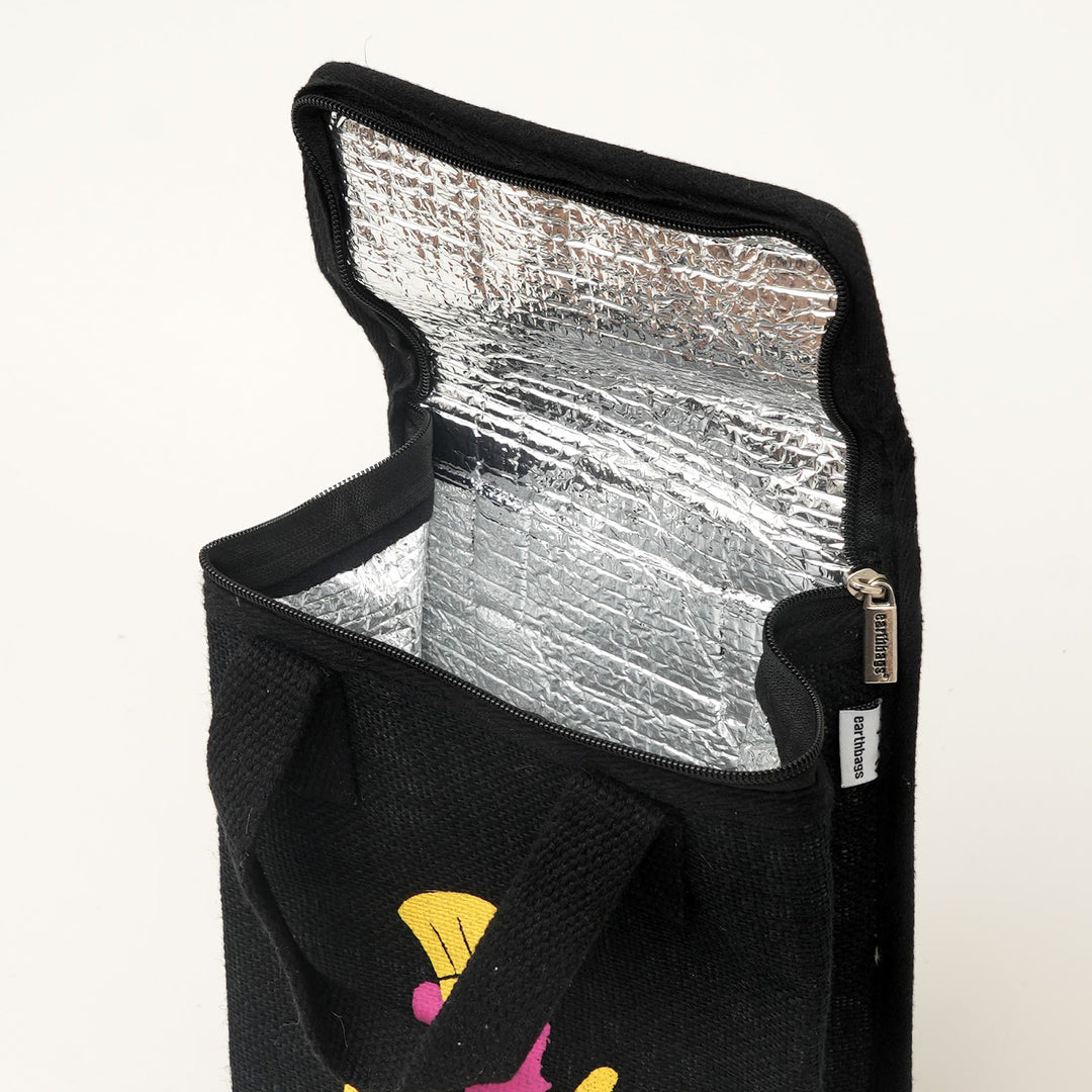 Insulated Jute Lunch Bag, Super Chef Print, View 2