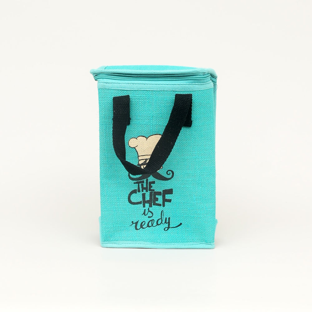Insulated Jute Lunch Bag, Chef Print