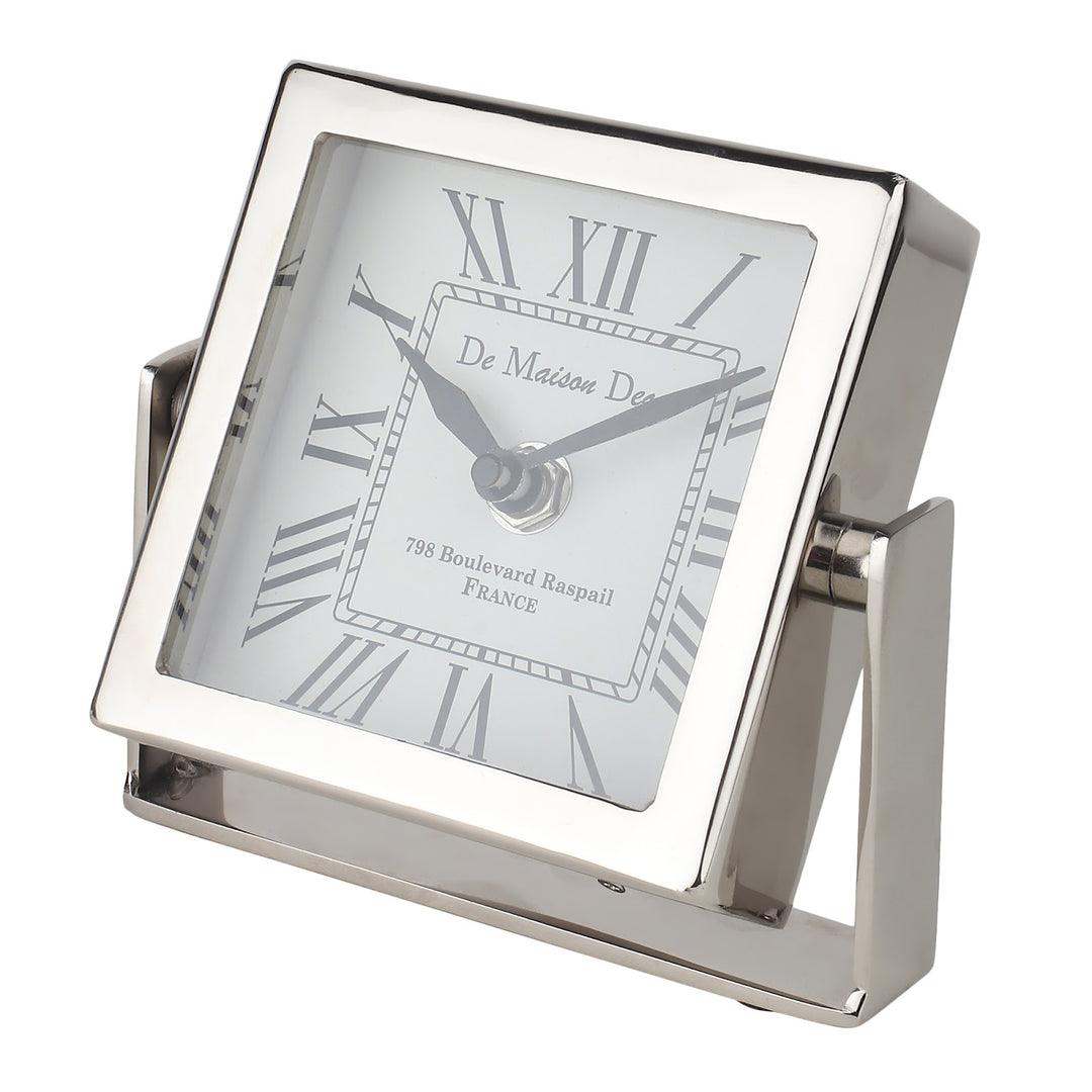 Expobazaar Time's Canvas ( Medium ) Silver Iron Table Clock