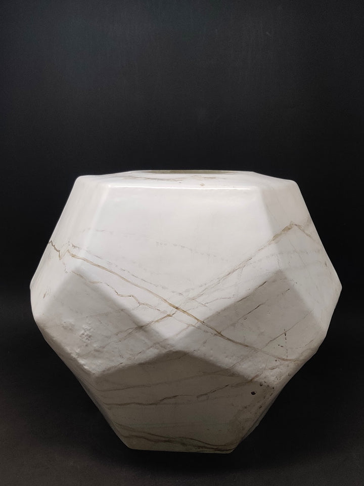 Expobazaar Matte White Marble Glass Candle Holder