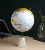 Aerion Ivory and Gold Decorative World Globe on Marble Base view 1