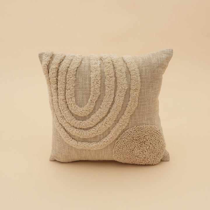 Natural Geometric Tufted Cotton Cushion, View 3