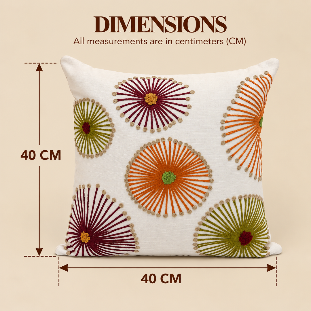 Multicolour Floral Aari Cushion Cover, View 5