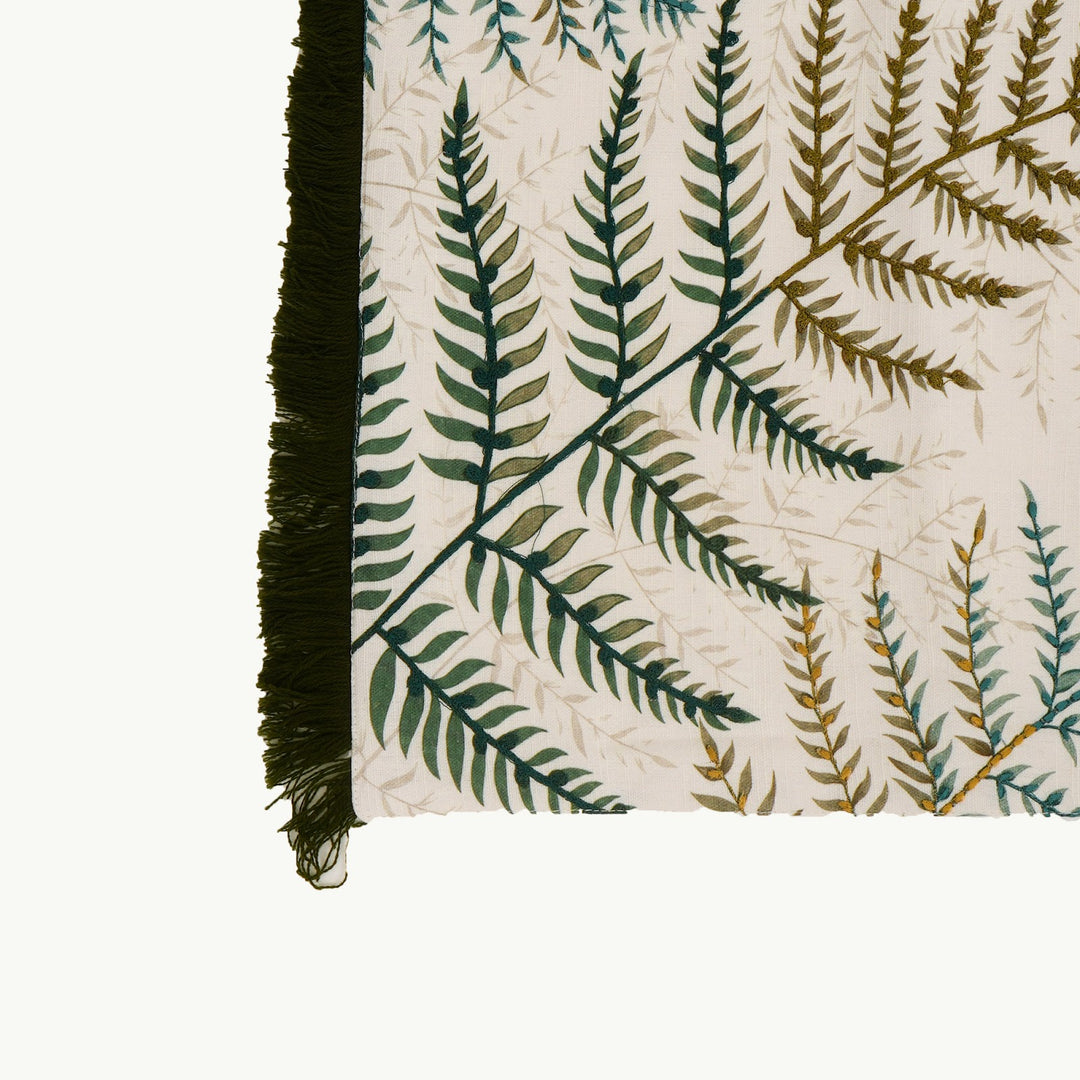 Fern Embroidered Cotton Slub Table Runner, View 4