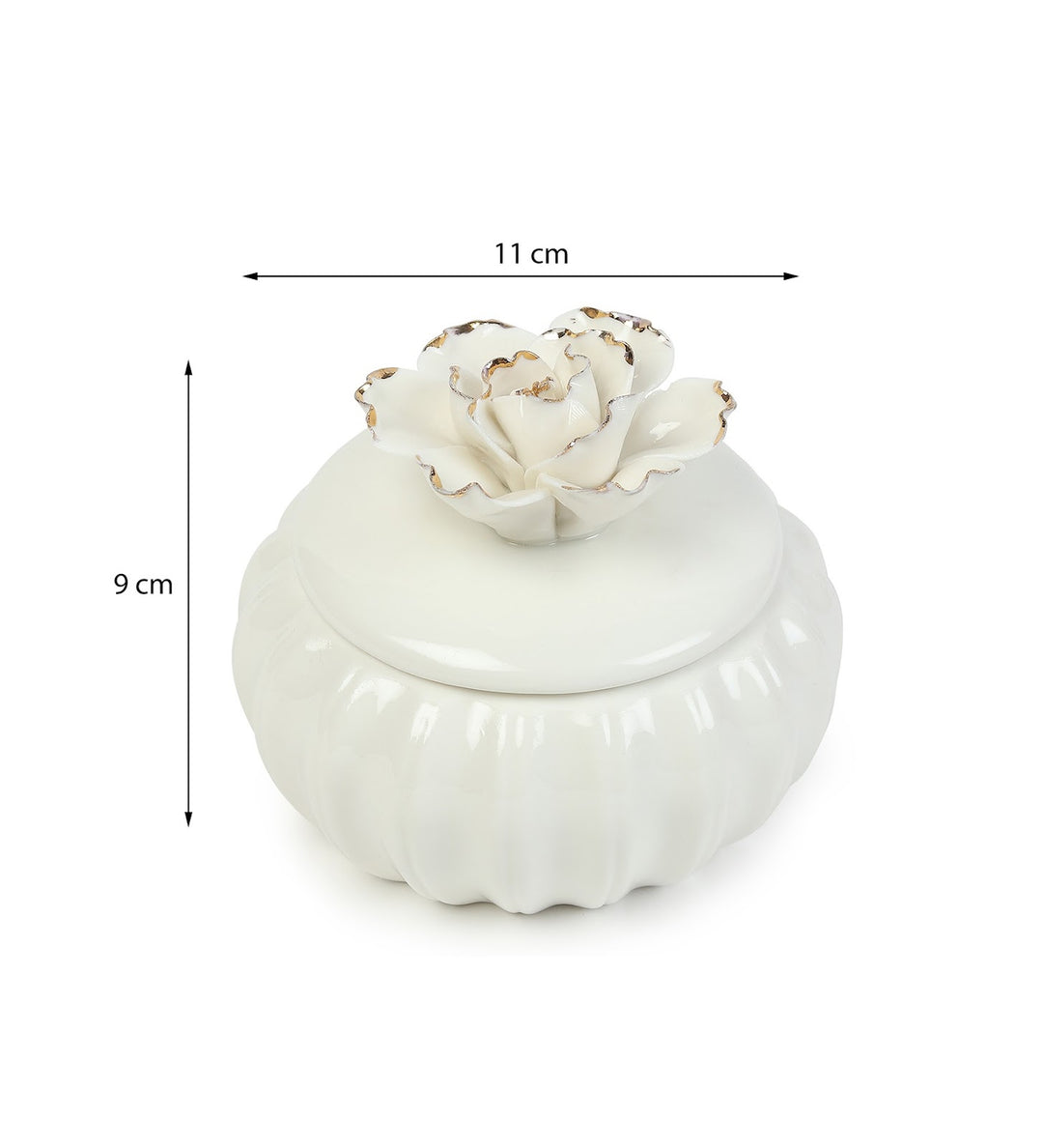 Ivory Blossom Sculpted Porcelain Trinket Box view 3