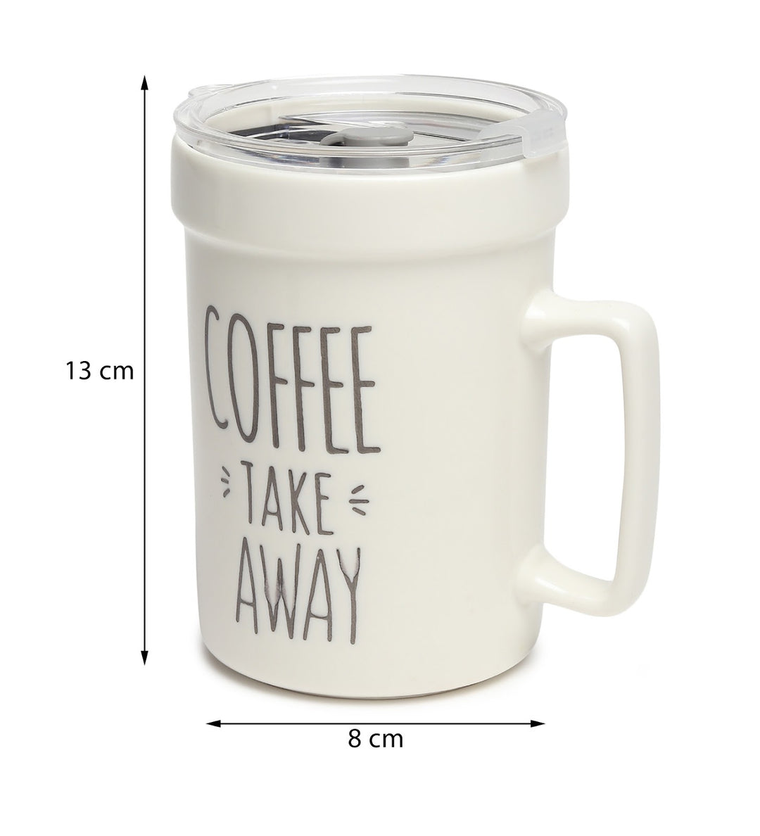 Percy White Ceramic Coffee Mug with Cafe Inscription Coffee Take Away view 3