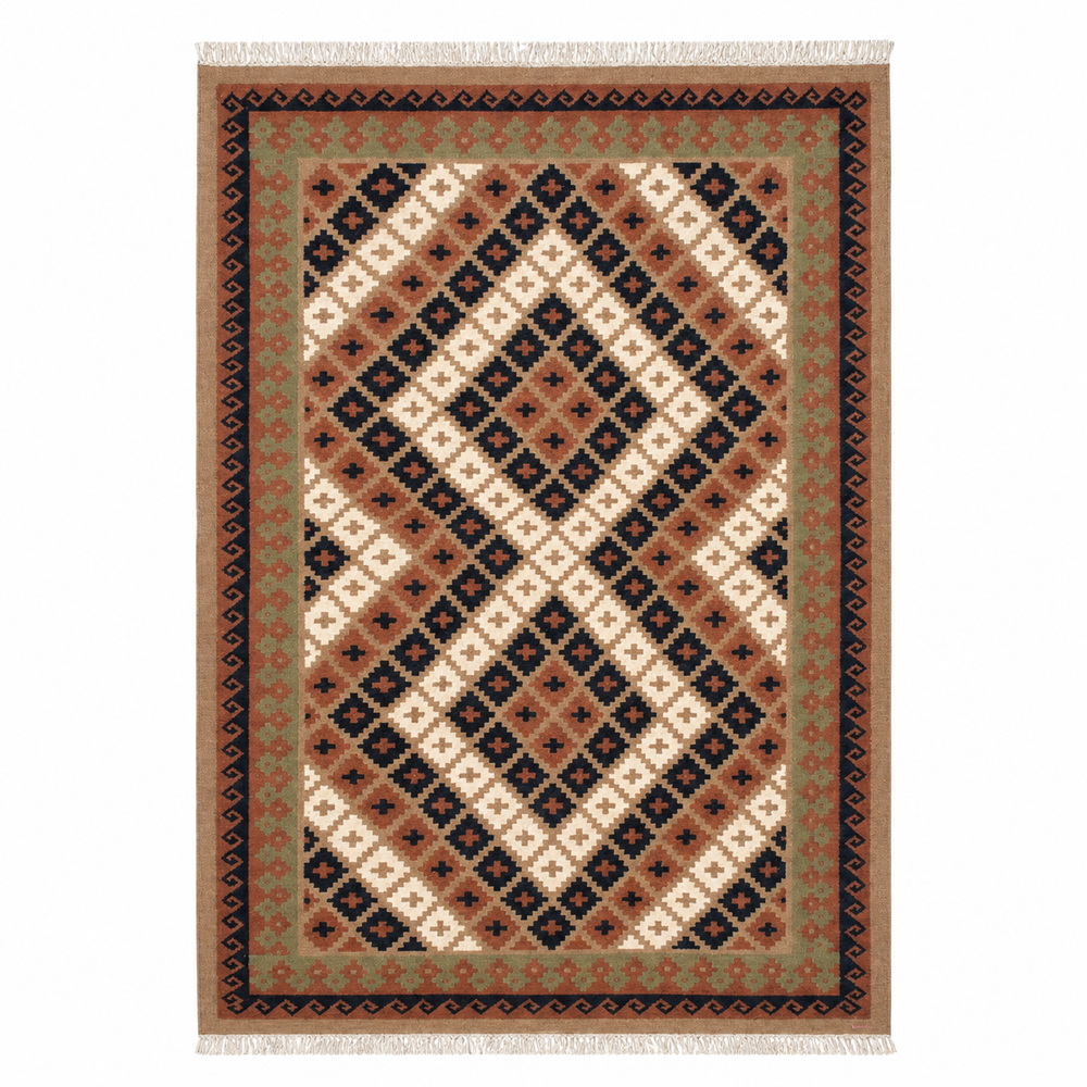 Ivory Natural handwoven wool kilim rug by Expobazaar