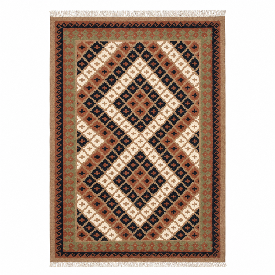 Ivory Natural handwoven wool kilim rug by Expobazaar